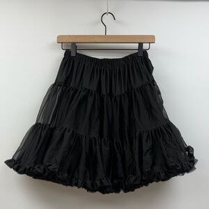 FoxBlood Tulle Tiered Pleated Ruffle Elastic Pull-On Swing Mini Skirt Black XS